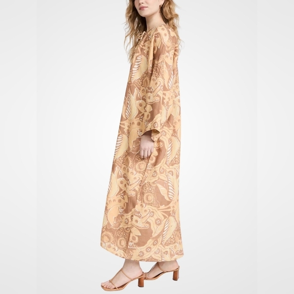 Mara Hoffman Lysa Dress In Yellow Linen Multi - Picture 4 of 7